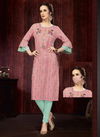 Rukmee Vol 14 Cotton Rayon Embroidered Printed Party Wear Kurti Collection 1450-1459